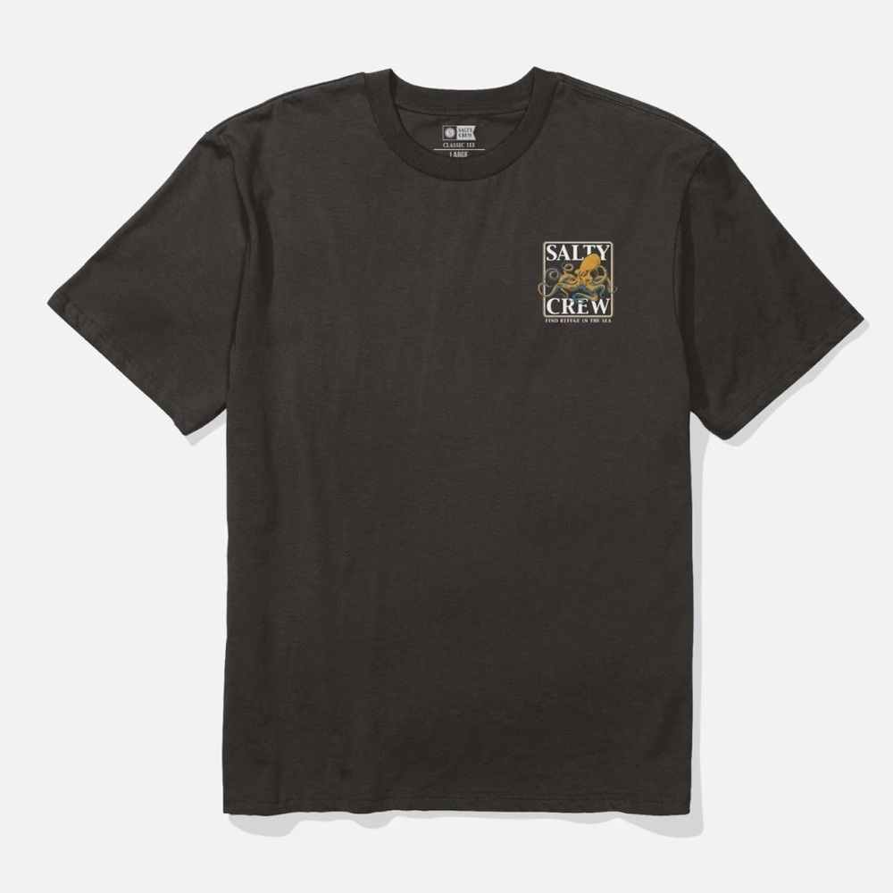 Salty Crew Black Short-Sleeve Tee with Chest Logo youth size large